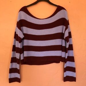 🌺Stripped knit crew neck crop sweater